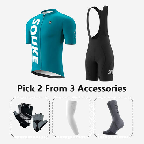 Jersey CS1123+ Bib Shorts BS1606 + Accessories - Souke Sports Cycling Set